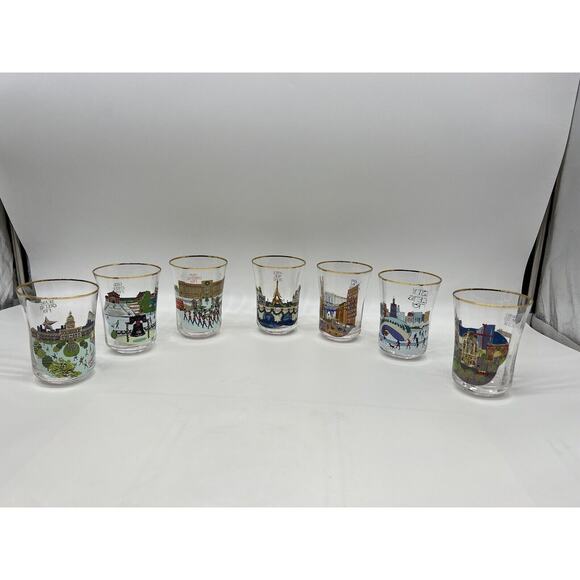 Anthropologie Holiday In The City Juice Glass Drinking Glasses 2024 Full Set - Picture 2 of 16